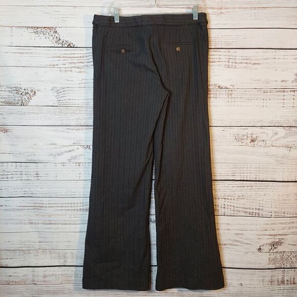 Woman's Franco Mirabelli Black with Brown Stripes Wide Leg Dress Pants - Picture 6 of 11